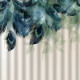 Штора с рисунком зелёные перья, в ванную комнату, без колец - полиэстэр САНАКС (01-85)  (01-85)