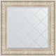 Зеркало настенное Evoform ExclusiveG 90х90 BY 4340 с гравировкой в багетной раме Виньетка серебро 109 мм  (BY 4340)