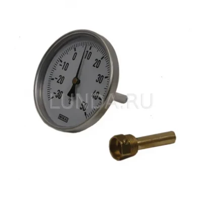 Термометр биметаллический, тип А50.10 (100 мм, алюминий), Wika 1/2 (36523037)
