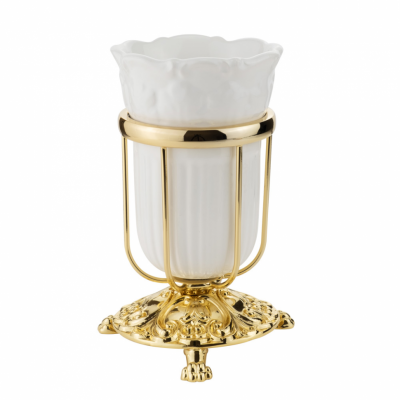 MIGLIORE Elisabetta 17053 стакан настольный с держателем, золото/белый