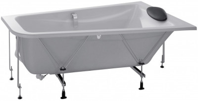 Ванна 160 х 90 см асимметричная правая белая, с рамой, подушкой, хромированными ручками JACOB DELAFON ODEON UP (E60811-00)