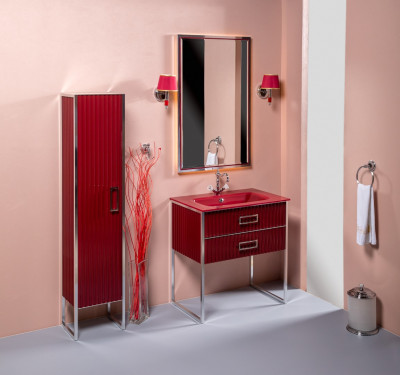Зеркало в ванную Armadi Art Monaco 566-RCR с подсветкой 70х110 см, хром/бордо