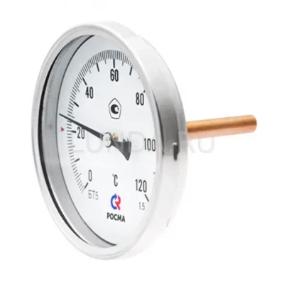 Термометр биметаллический, тип БТ (корпус-сталь), осевой, Росма 00000002544