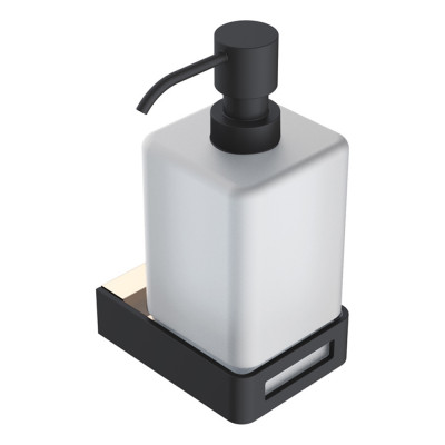 Дозатор для жидкого мыла Boheme Q 10957-G-B подвесной, золото/черный