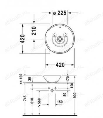 DURAVIT Bacino 0325420000 раковина 42см
