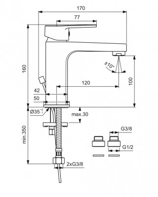 Смеситель для раковины Vidima Hype BA396AA хром на столешницу