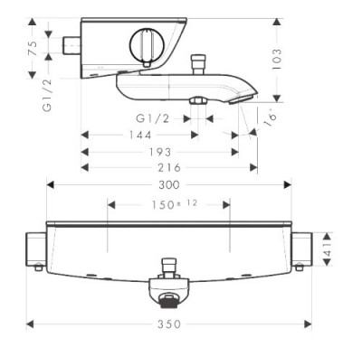 Hansgrohe Ecostat Select 13141000 смеситель для ванны (термостат), хром