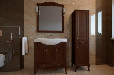 ASB-Woodline Салерно 65 тумба с раковиной, античный орех, массив ясеня