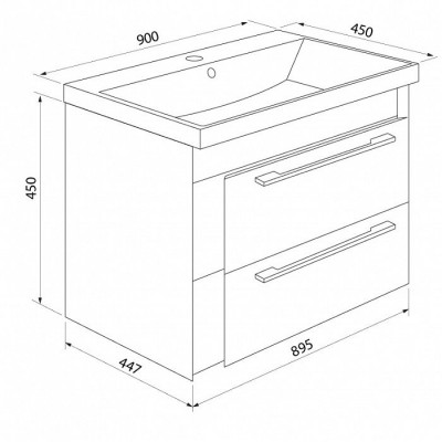 Тумба с раковиной IDDIS Color Plus 90 подвесная белая/под дерево (COL90W0i95K), дизайн современный
