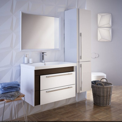 Тумба с раковиной IDDIS Color Plus 90 подвесная белая/под дерево (COL90W0i95K), дизайн современный