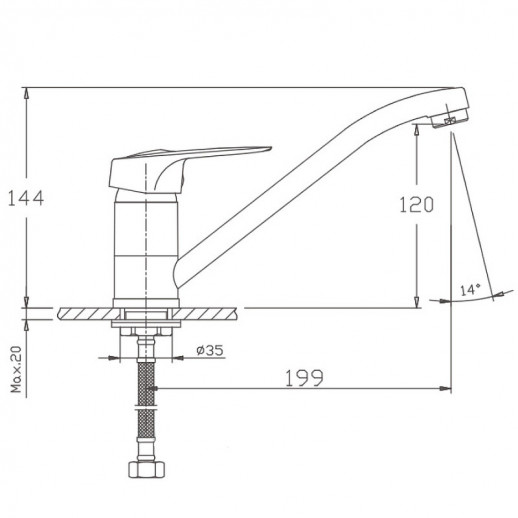 Однорычажный смеситель для кухни Haiba HB4937 с поворотным изливом (латунь) хром