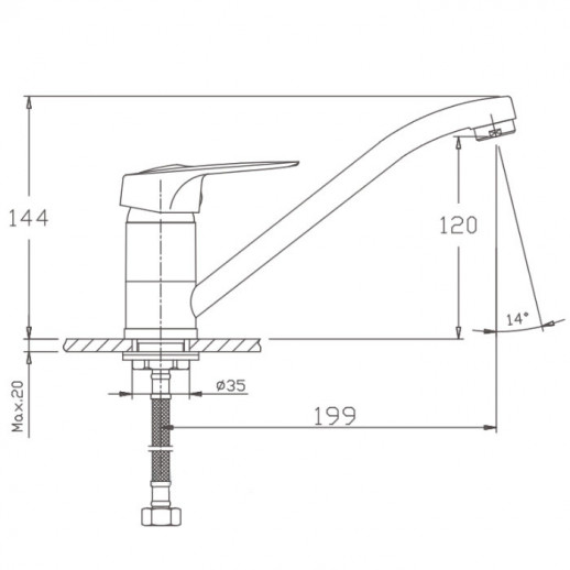 Однорычажный смеситель для кухни Haiba HB4937 с поворотным изливом (латунь) хром