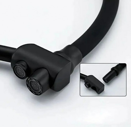 Смеситель для кухни Haiba HB76855-7 с краном для питьевой воды и гибким изливом (латунь) черный