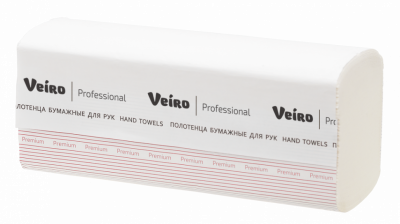 Полотенца для рук V-сложение Veiro Professional Premium, 2 сл, 200 л, белые