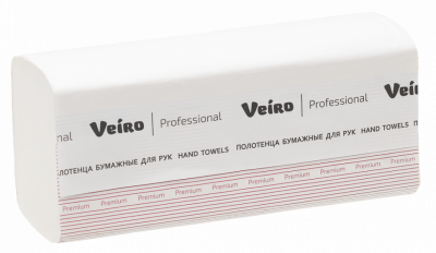 Полотенца для рук V-сложение Veiro Professional Premium, 2 сл, 200 л, белые