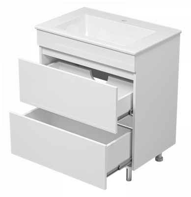 Тумба напольная Misty Енисейс 2 ящиками 690x444x700 белый (Э-Ени01070-0112Я) с раковиной