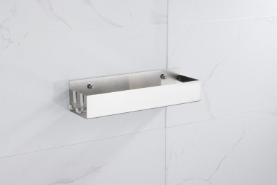 Полка для душа Boheme Q 10965-NB с крючками, Nikel Brush (никель брашированный)