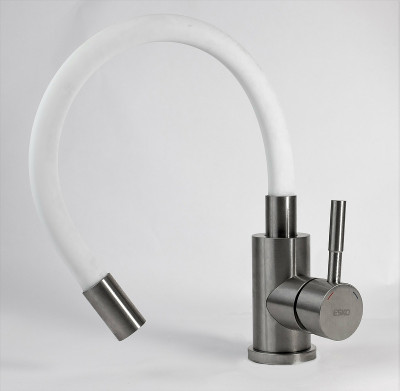 Смеситель для кухни ESKO Snake K44 W нержавеющая сталь белый с гибким изливом