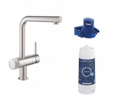 Смеситель для кухни GROHE Blue Pure Minta с функцией фильтрации, суперсталь (119707)