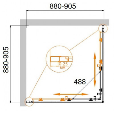 Душевой уголок Cezares Molveno MOLVENO-A-2-90-C/P-Cr-IV, 90 х 90 см, стекло прозрачное/матовое, цвет профиля хром