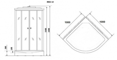 Душевая кабина Niagara Classic NG-3502-14G 100x100х215 см средний поддон