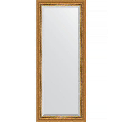 Зеркало настенное Evoform Exclusive 143х58 BY 3535 с фацетом в багетной раме Состаренное золото с плетением 70 мм