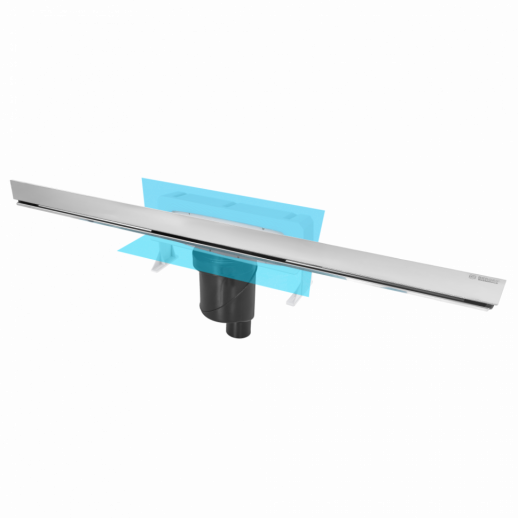 Желоб BERGES водосток WALL 1000 пристенный, матовый хром, S-сифон D50/105 H50 вертикальный