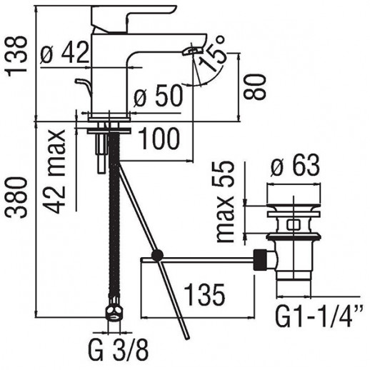Nobili Abc AB87118/1CR смеситель для раковины с д/к, хром