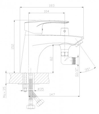 Смеситель Rossinka T40-38 на борт ванны на 1 отверстие
