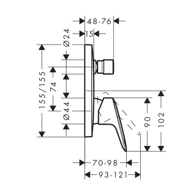 Hansgrohe Logis 71405000 смеситель для ванны/душа (внешняя часть), хром