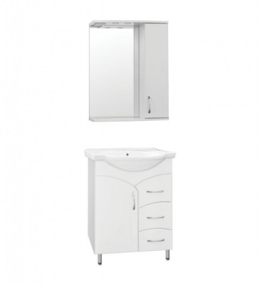 Тумба Style Line Эко Стандарт №22 65 (ЛС-00000104) с раковиной, белая 