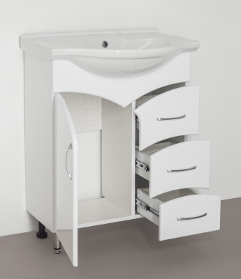 Тумба Style Line Эко Стандарт №22 65 (ЛС-00000104) с раковиной, белая 