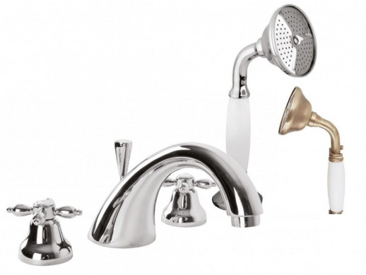 Смеситель на борт ванны с ручным выдвижным душем CEZARES NOSTALGIA-BVD-02-Bi