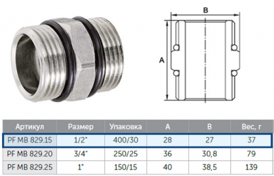 Бочонок ProFactor PF MB 829.15  1/2 " с уплотнительными кольцами