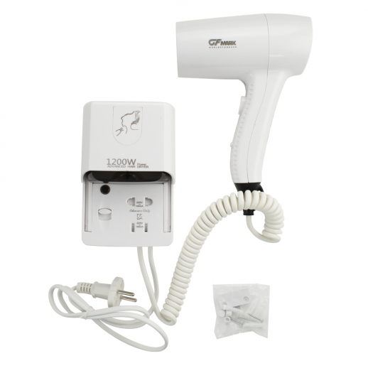GFmark 6812 фен для волос настенный с розеткой, белый