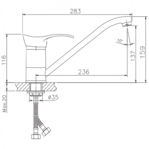 Смеситель для кухни Haiba HB4901 (латунь) хром