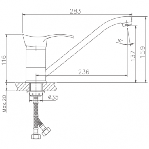 Смеситель для кухни Haiba HB4901 (латунь) хром
