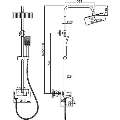 Душевая стойка со смесителем Ledeme L2478
