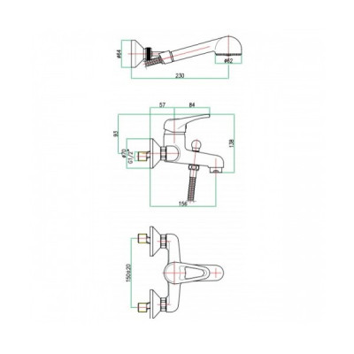 Fiore Planet 37CR1000 смеситель для ванны с душем, хром