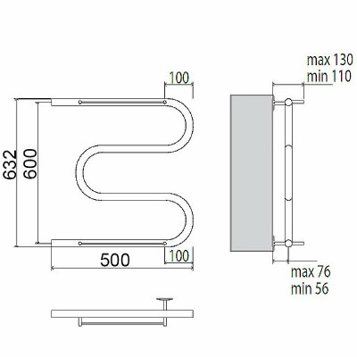Полотенцесушитель водяной Terminus М-образный 600x500 4620768880391 с полкой хром