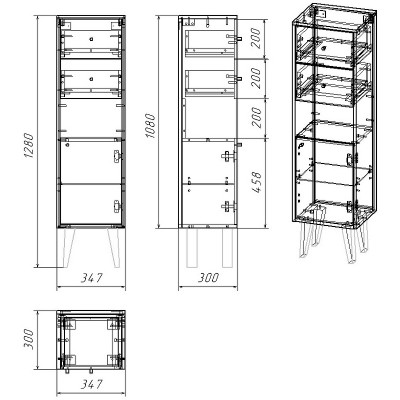Шкаф-пенал в ванную Dreja Luno 35 R 99.2005 белый глянец