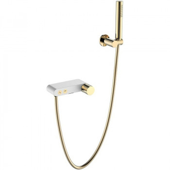 Смеситель для ванны Boheme Stick 123-WG белый матовый золото с душевым гарнитуром
