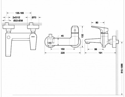 Смеситель для ванны Bravat Vega F6119177CP-01 хром