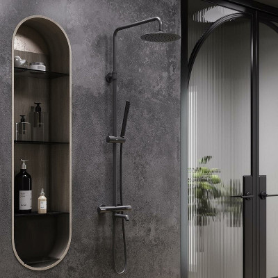 Душевая система Damixa Scandinavian Pure 936810300 с термостатом черная матовая 1 режим