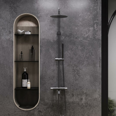 Душевая система Damixa Scandinavian Pure 936810300 с термостатом черная матовая 1 режим