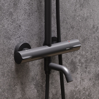 Душевая система Damixa Scandinavian Pure 936810300 с термостатом черная матовая 1 режим