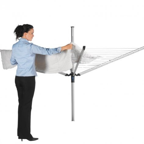 Brabantia Lift-O-Matic Advance 100222 сушилка для белья вращающаяся с регулируемой высотой, с четырьмя направляющими, серебро