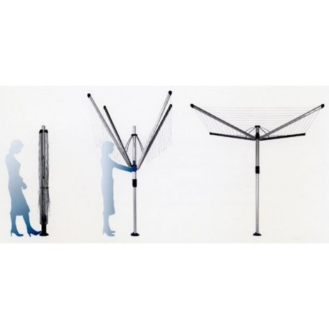 Brabantia Lift-O-Matic Advance 100222 сушилка для белья вращающаяся с регулируемой высотой, с четырьмя направляющими, серебро