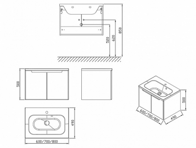 RAVAK X000001095 Тумба под умывальник SDD Classic 800 латте бежевый, белый