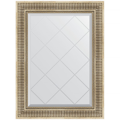 Зеркало настенное Evoform ExclusiveG 90х67 BY 4110 с гравировкой в багетной раме Серебряный акведук 93 мм